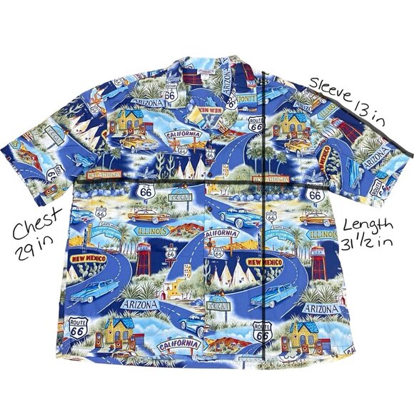 Pacific Legend Hawaiian Mens Camp Shirt 4XL Historic Route 66 and Cars Matching - Picture 3 of 10